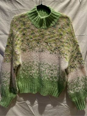 aerie Green Ombre Cowl Neck Knit Sweater